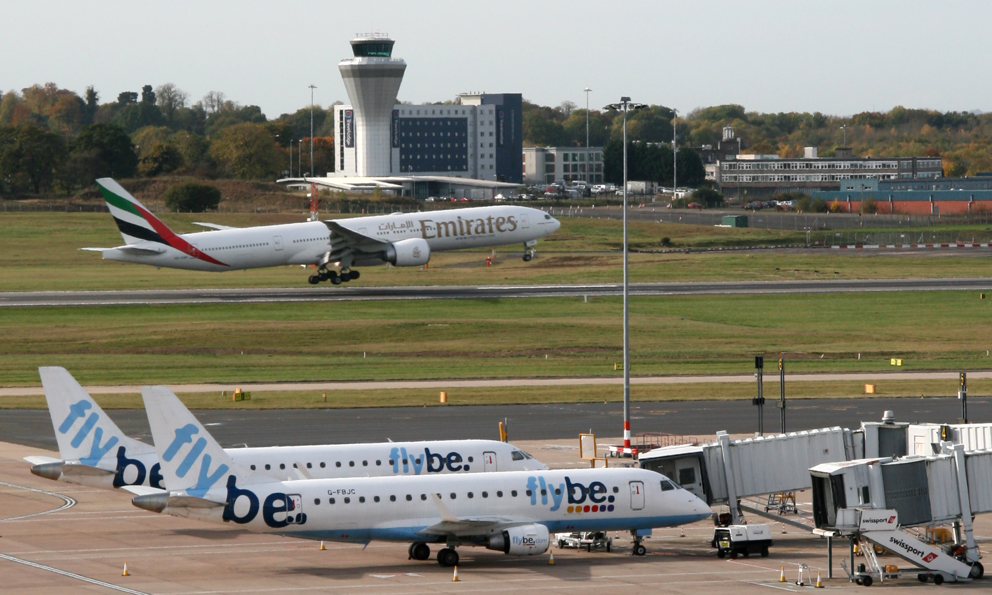 Birmingham airport tower and runway