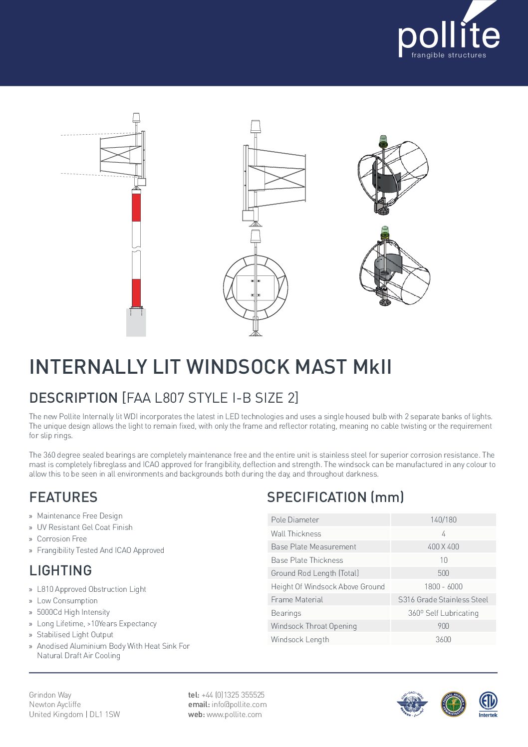 Internally Lit Windsock Mast MkII