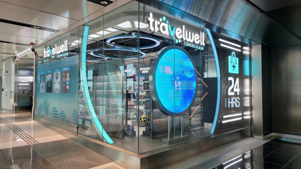 The exterior of travelwell, an autonomous airport convenience store