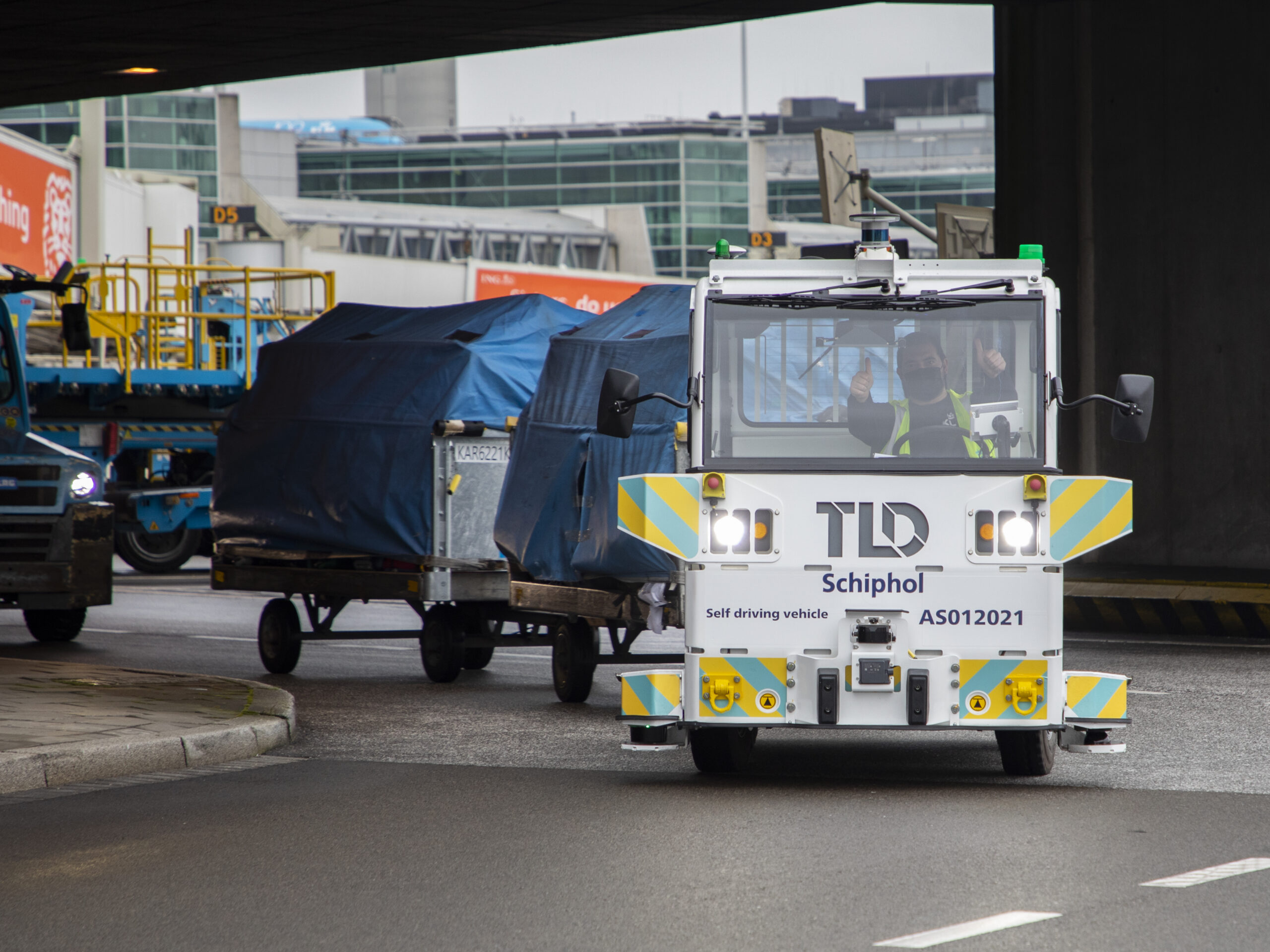 Schiphol Airport is trialling autonomous baggage tractors as part of its AutonomousAirside Operations programe