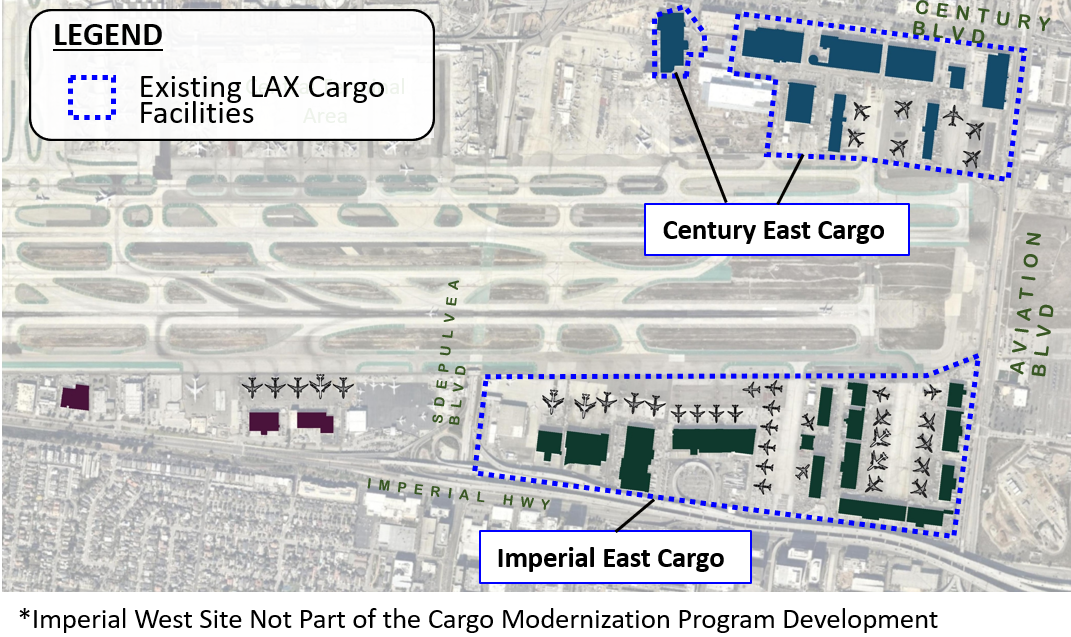 Diagram of existing LAX cargo facilities