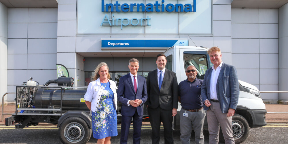 A hydrogen-powered ground support vehicle at Teesside Airport 