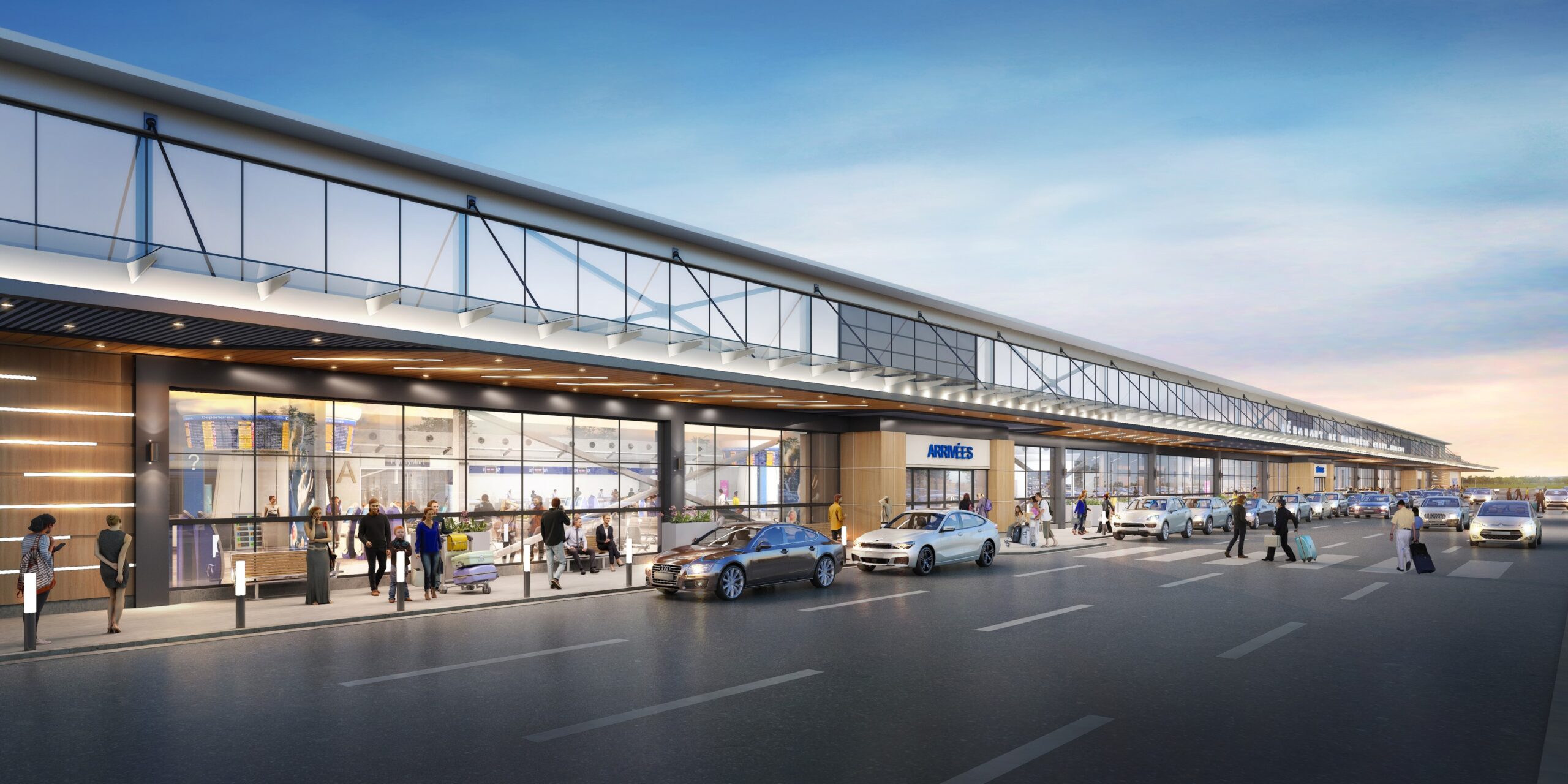 Facade of the future terminal at Montreal Saint-Hubert Airport