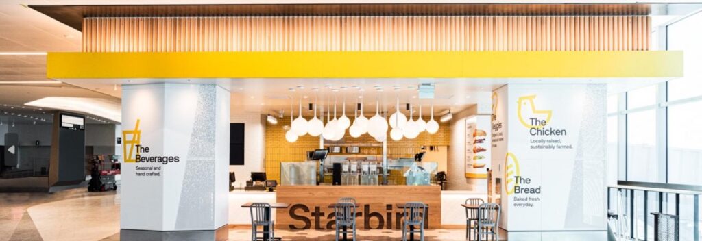 An airport restaurant called Starbird