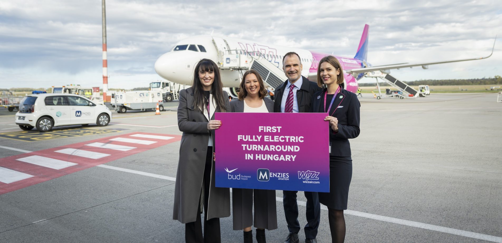 This achievement marks the first all-electric turnaround  at Budapest Airport 