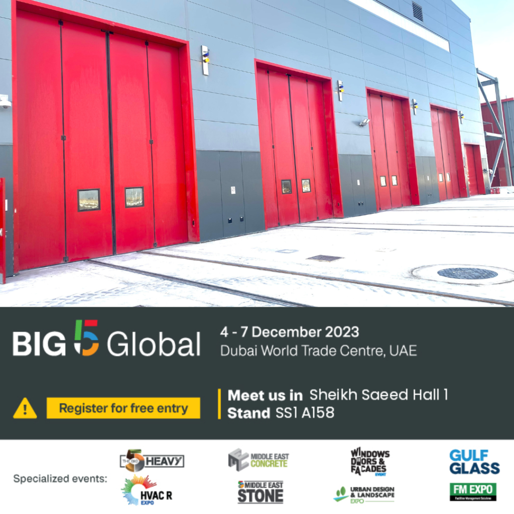 A banner advertising Jewers Doors attendance at Big 5 Global 2023