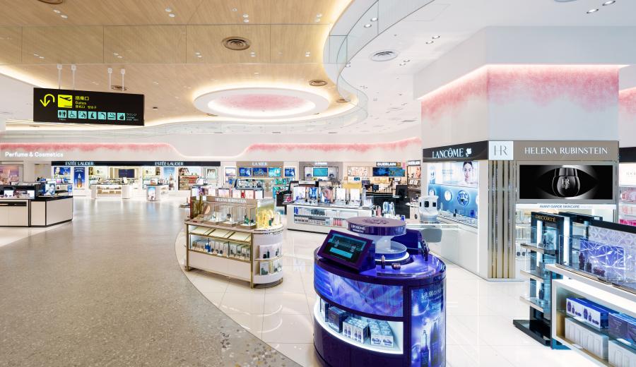 An airport terminal duty free store
