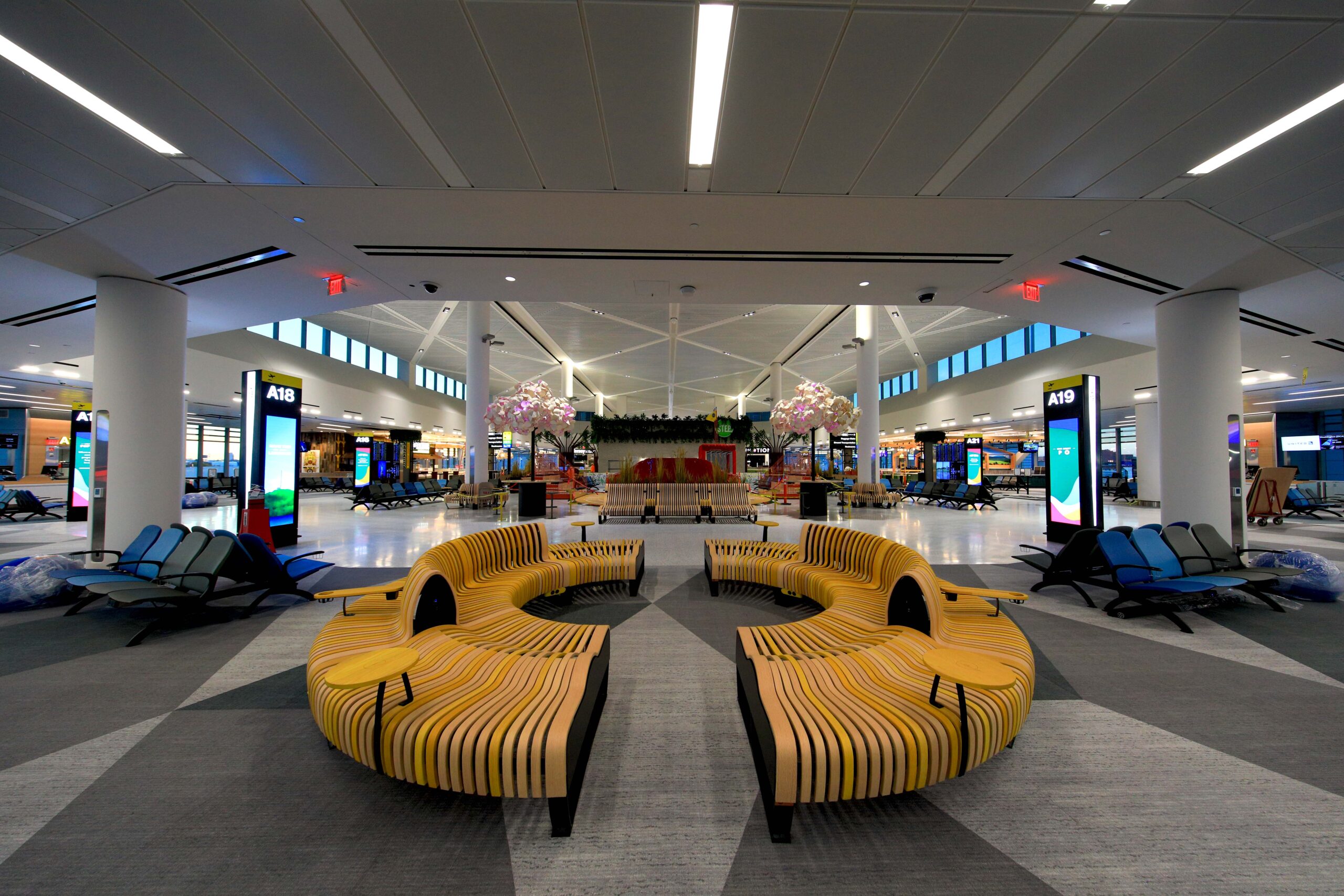 Passenger waiting areas at Newark Liberty Terminal A