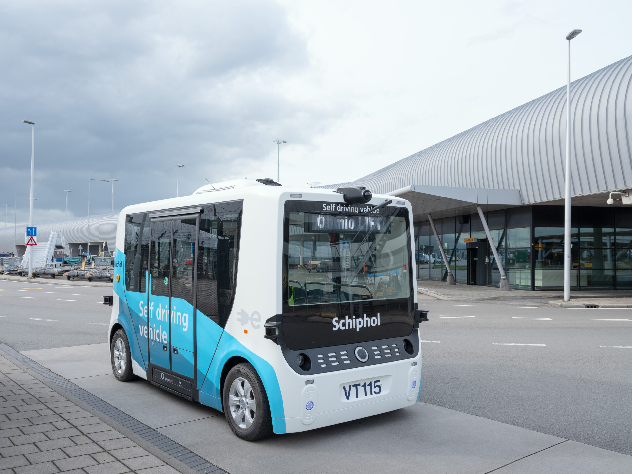 An Ohmio self-driving vehicle at Schiphol Airport 