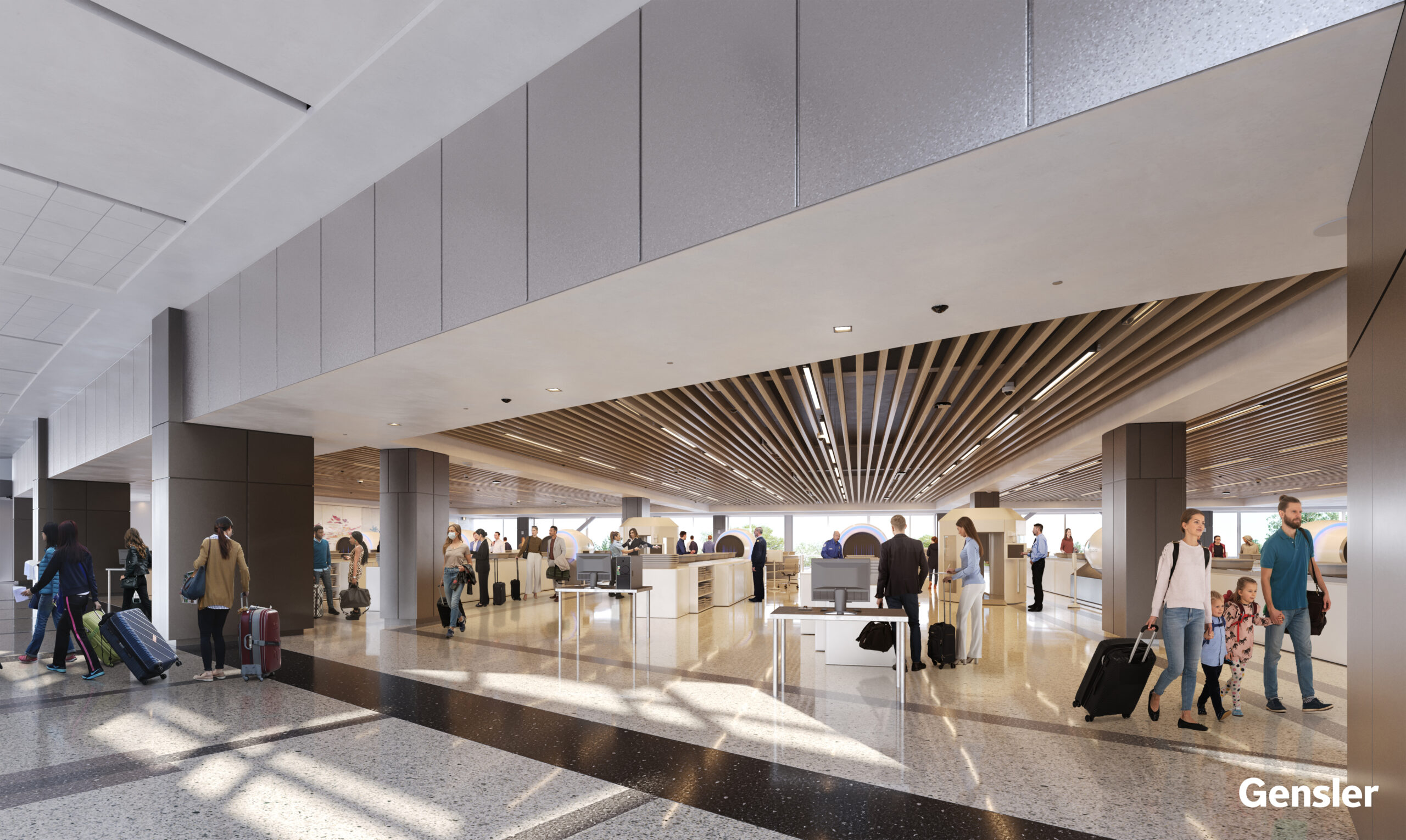 A rendering of the expanded security screening area