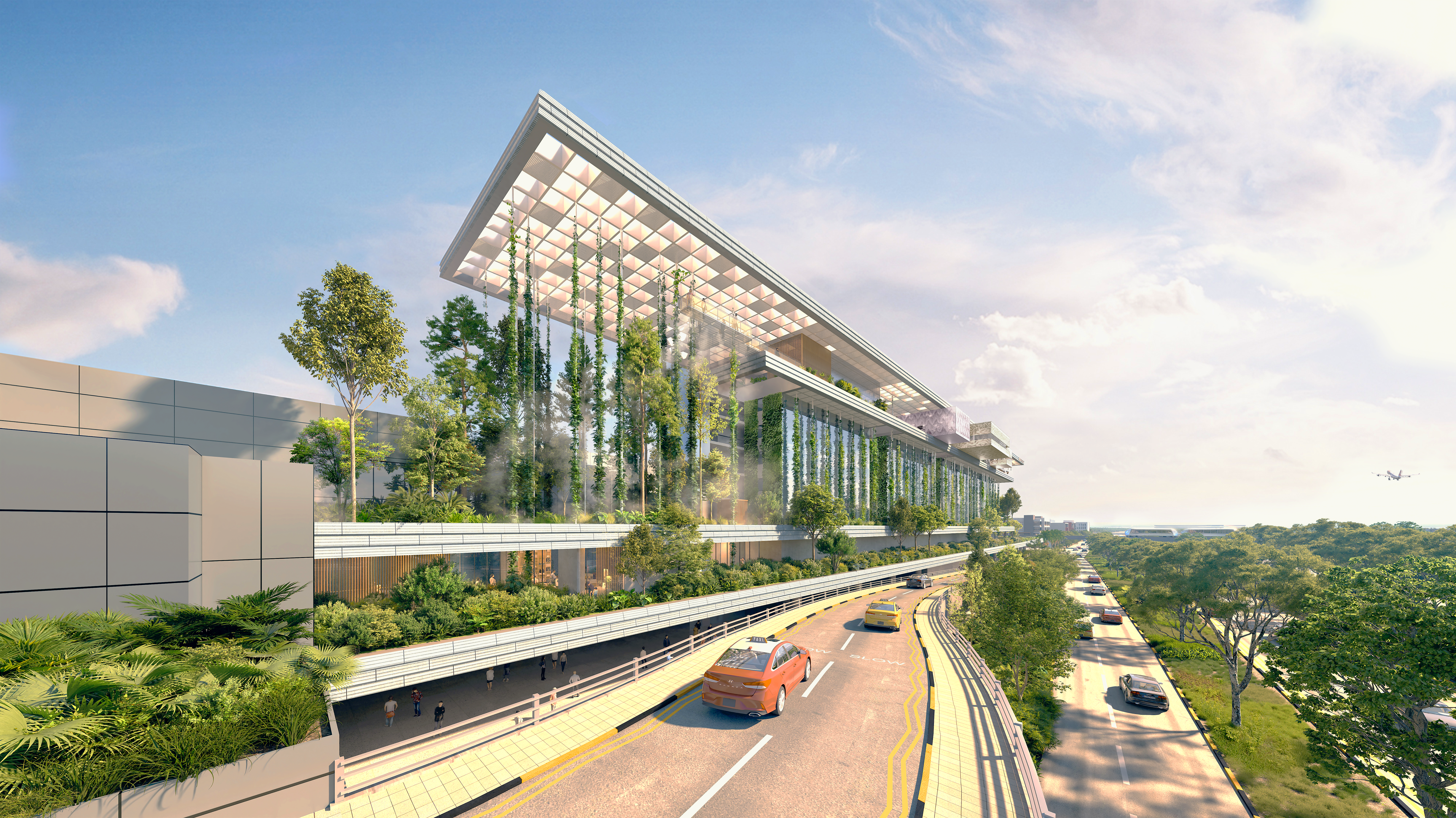 The exterior of the new Terminal 2 hotel at Changi Airport