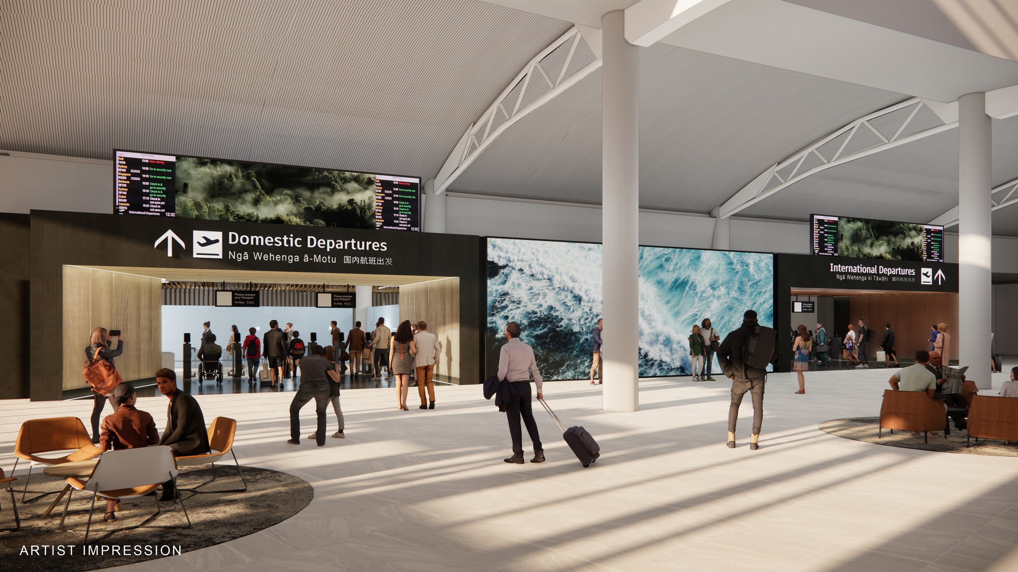 An interior rendering of the new terminal