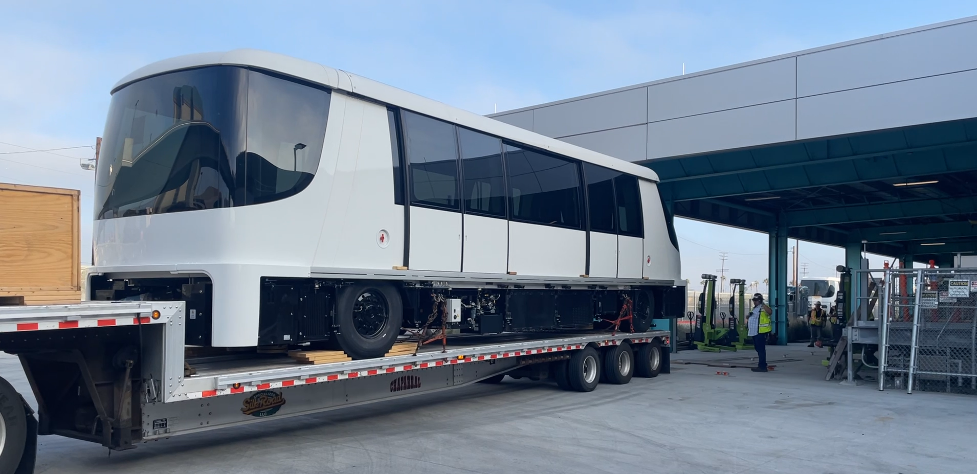 One of four final INNOVIA 300 APM cars arriving at Los Angeles International Airport