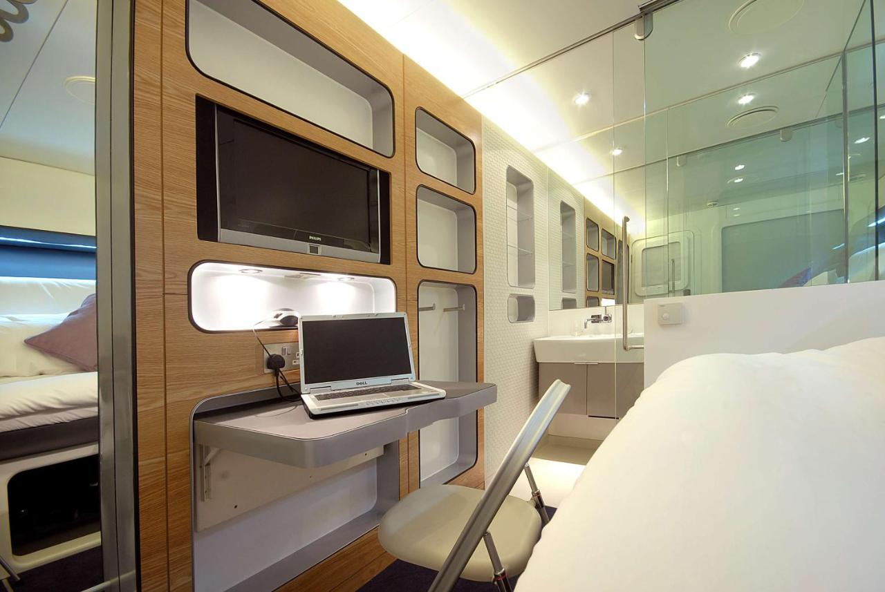 Convenient desk space in a YOTELAIR cabin