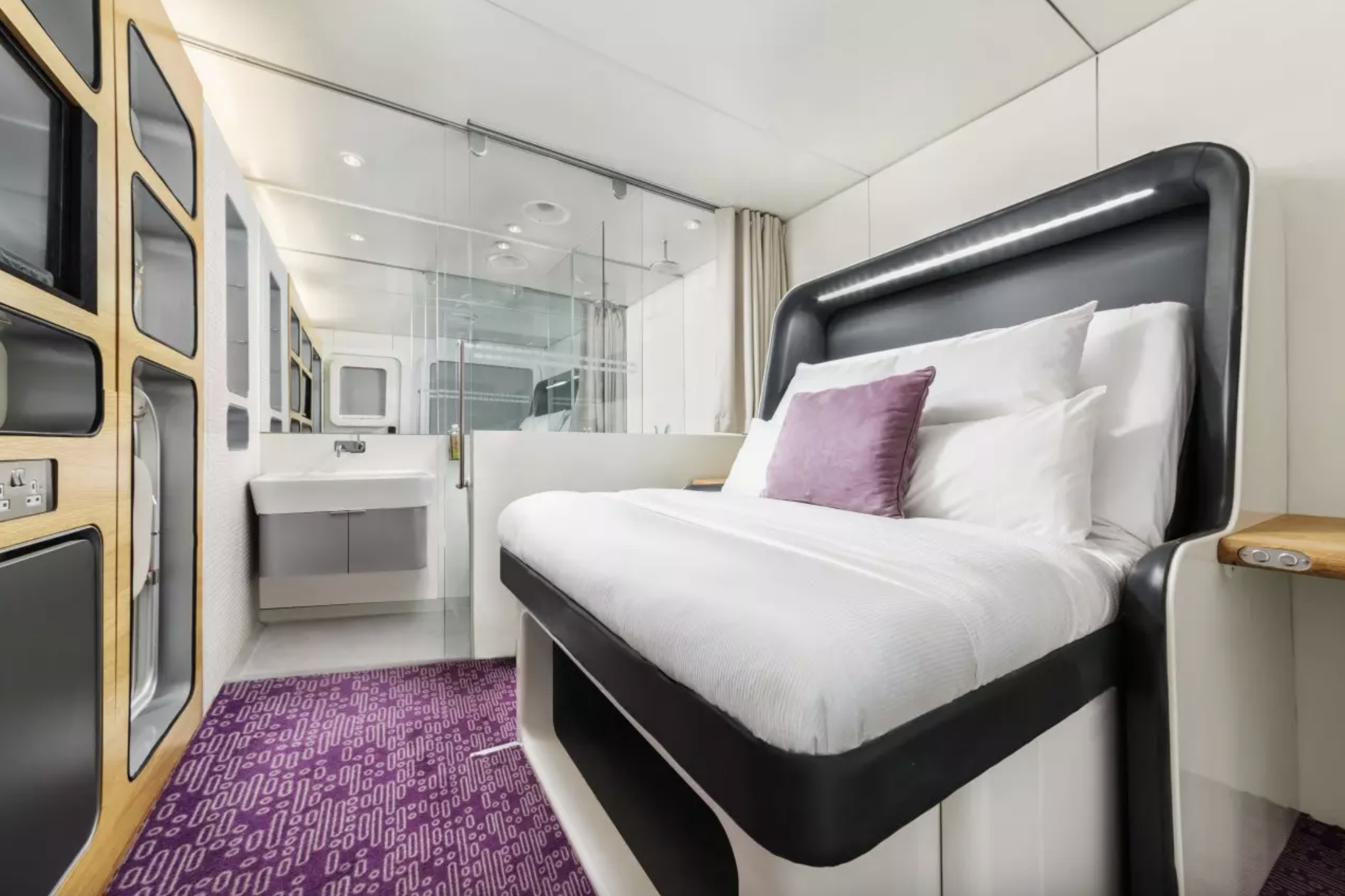 A hotel room at YOTELAIR London Gatwick