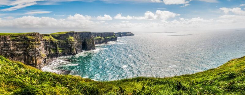 The Irish coastline from a cliff overlooking the sea