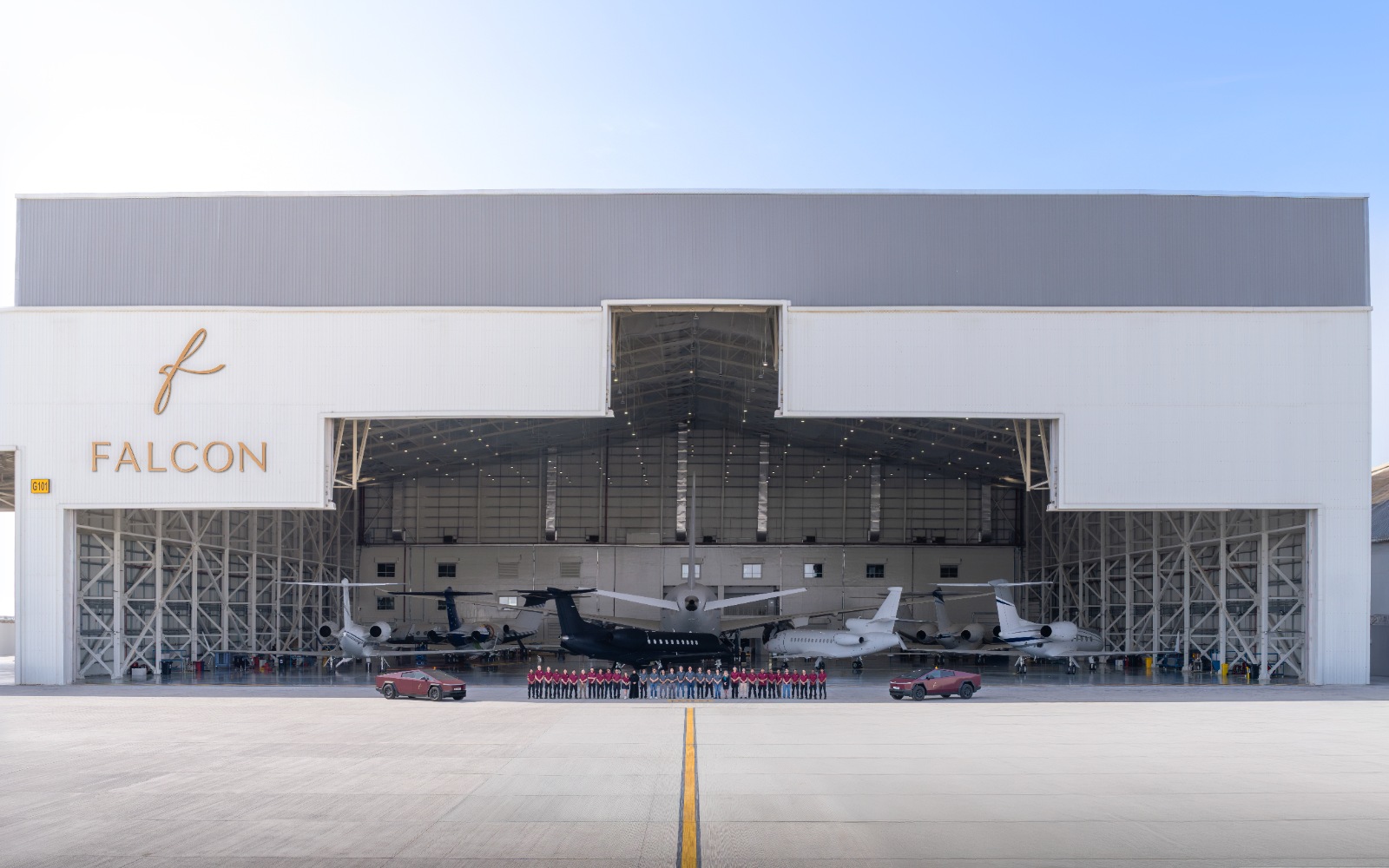 Falcon's facility at Al Maktoum International Airport in Dubai