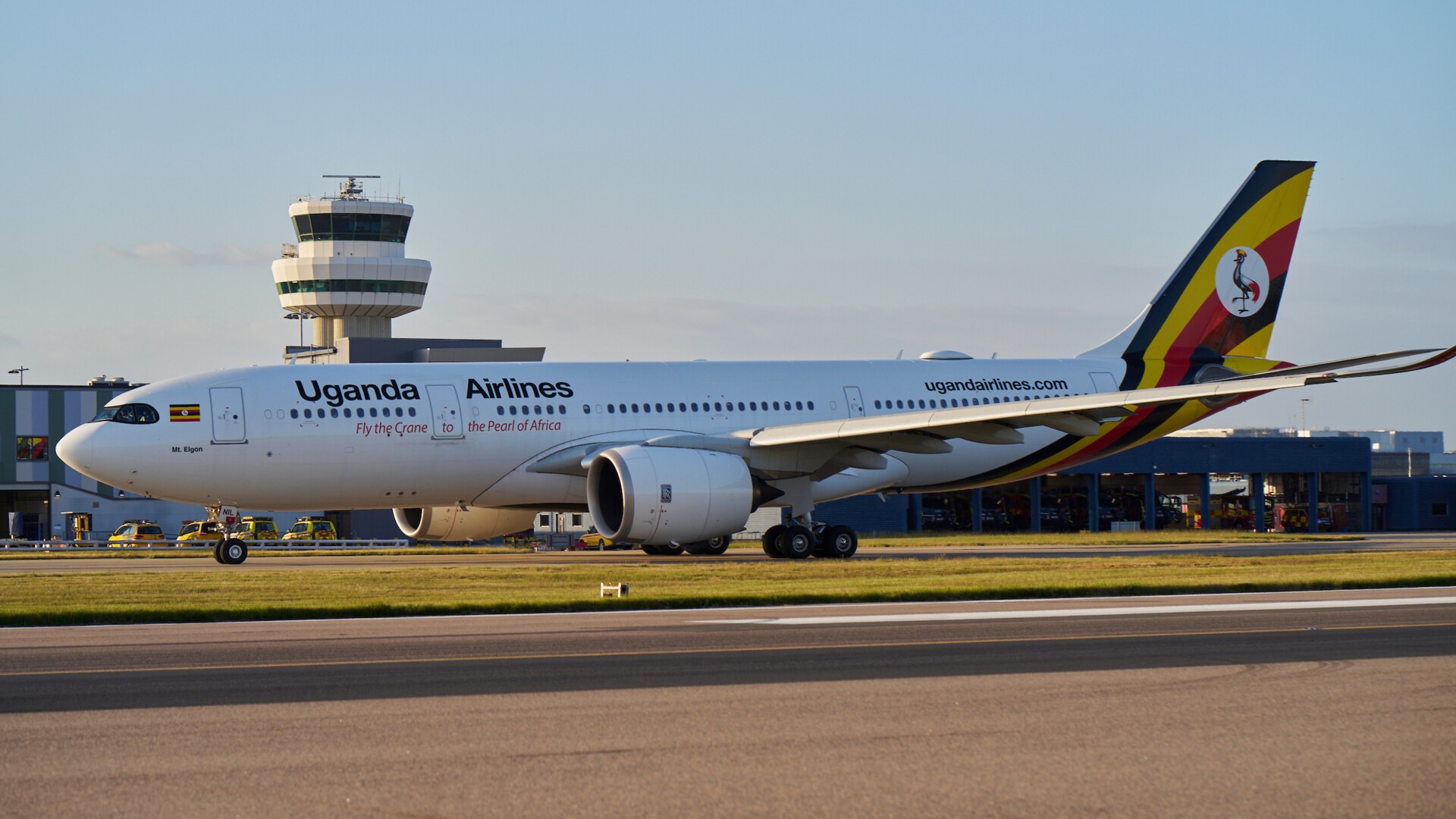 Uganda Airlines plane at London Gatwick