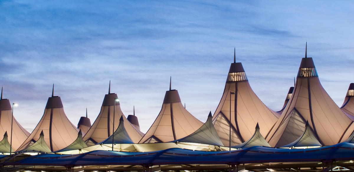 Denver International Airport lit up