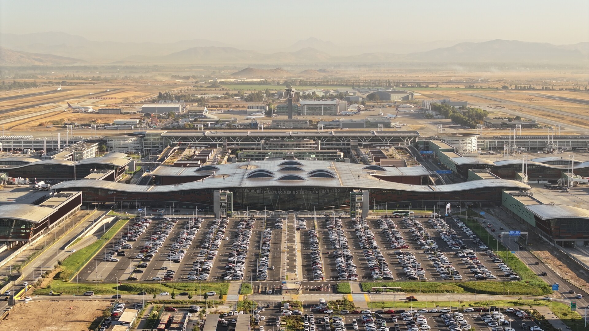 A view of Santiago Airport from above