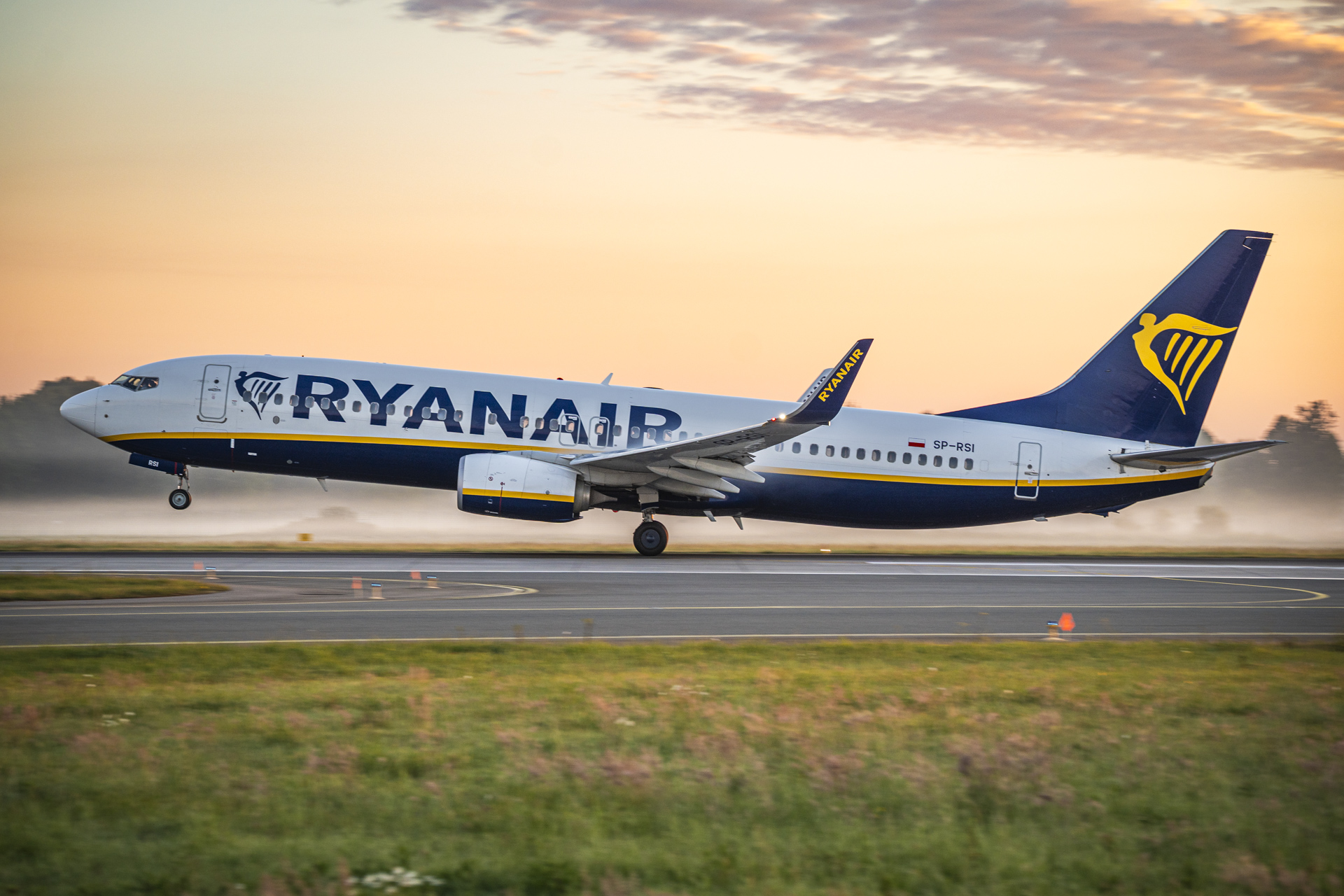 A Ryanair flight taking off