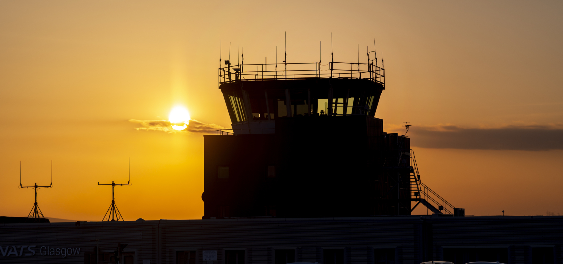 Glasgow Airport tower at Sunset