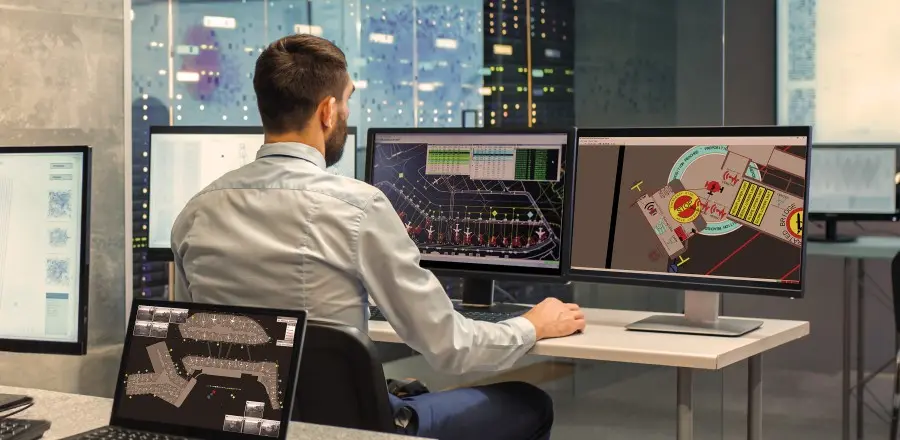 A man working at a computer