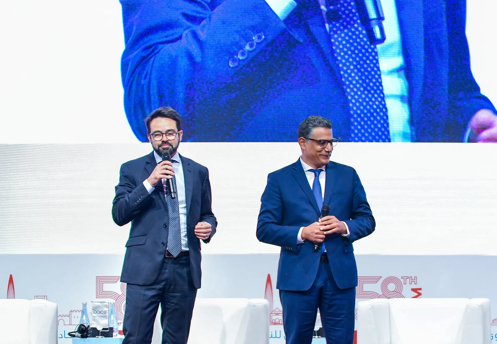 Yann Cabaret, CEO of SITA for Aircraft, left, and Maher Koubaa, Executive Vice President, Travel Unit and Managing Director EMEA at Amadeus