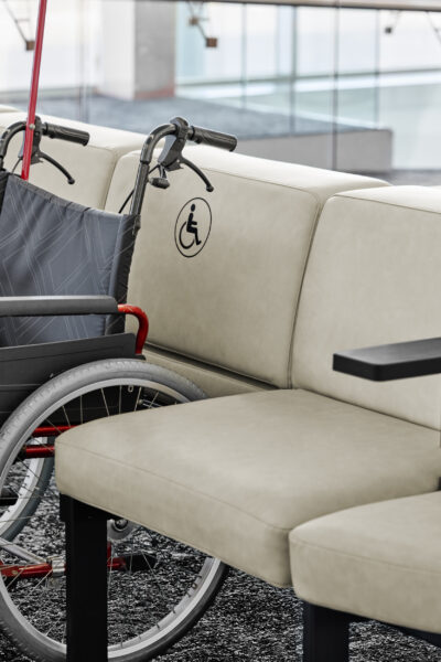 Wheelchair within seating in Adelaide Airport
