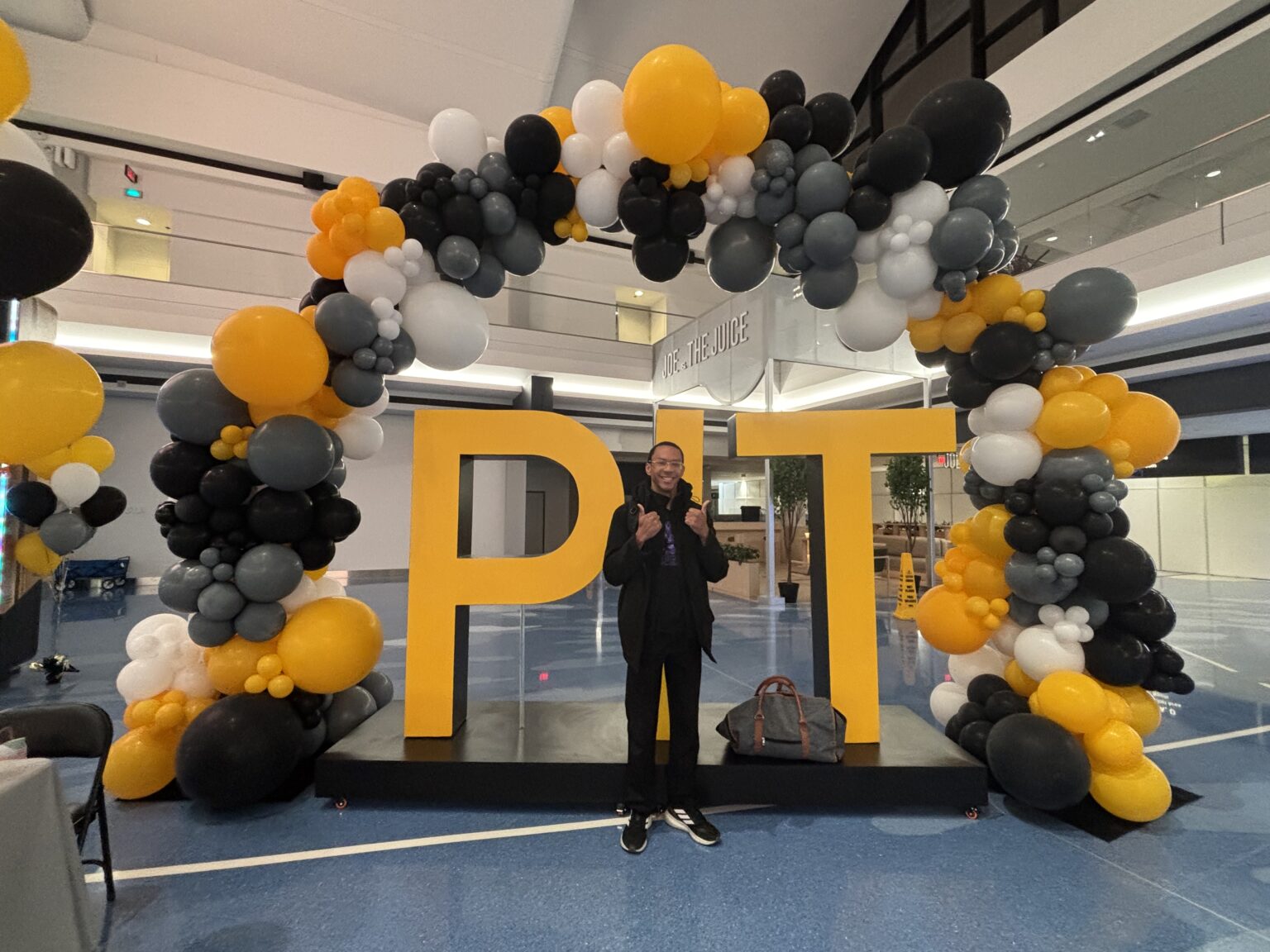 Keith Spruill became the first passenger to arrive at the transformed PIT airport