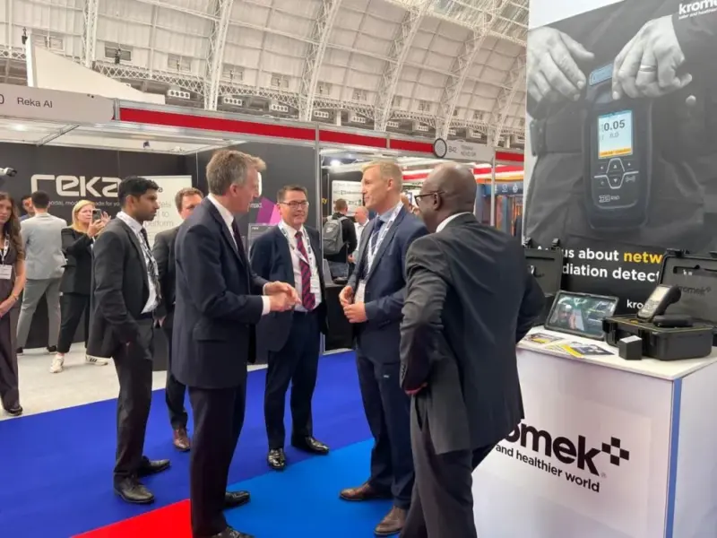 Ken and Michael speaking with Dan Jarvis at ISE 2025