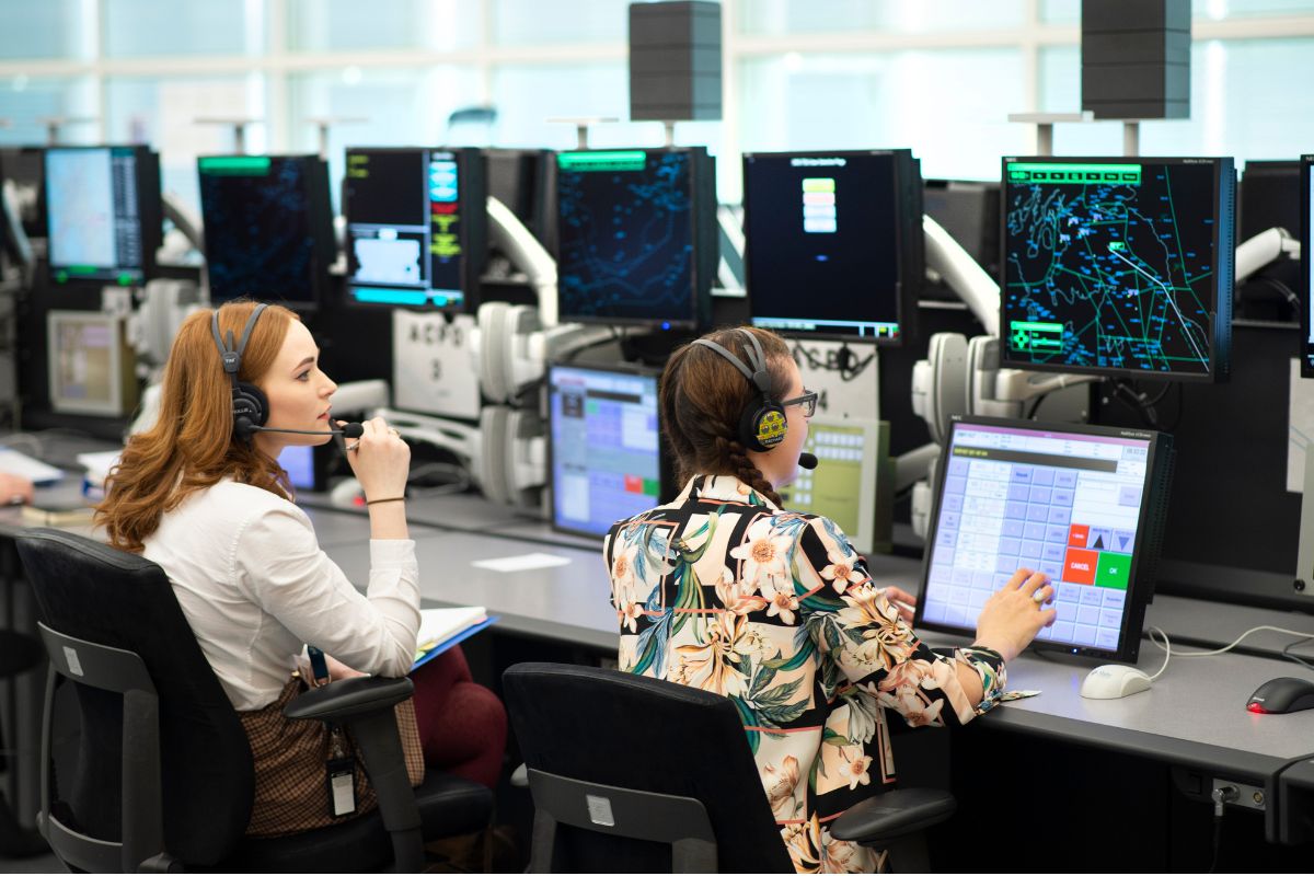 Young air traffic controllers at work