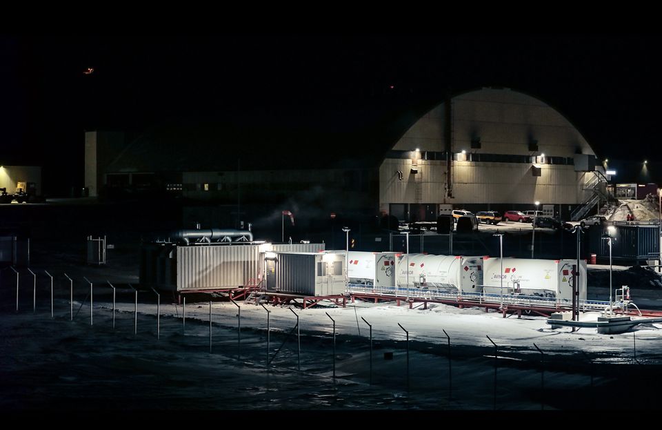 The biogas plant at Svalbard Airport seen from above 