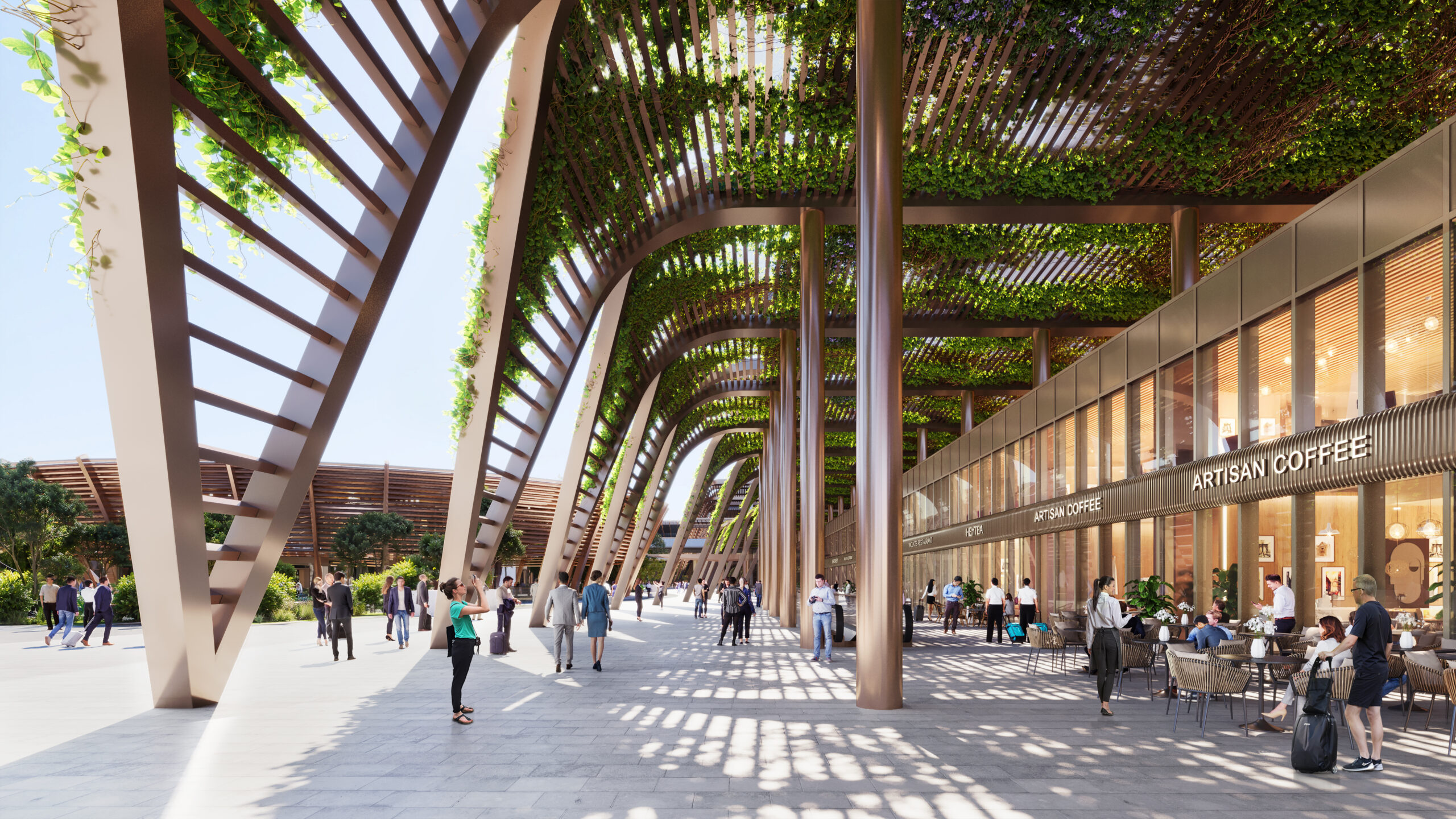 Bishoftu International Airport outside cafe rendering