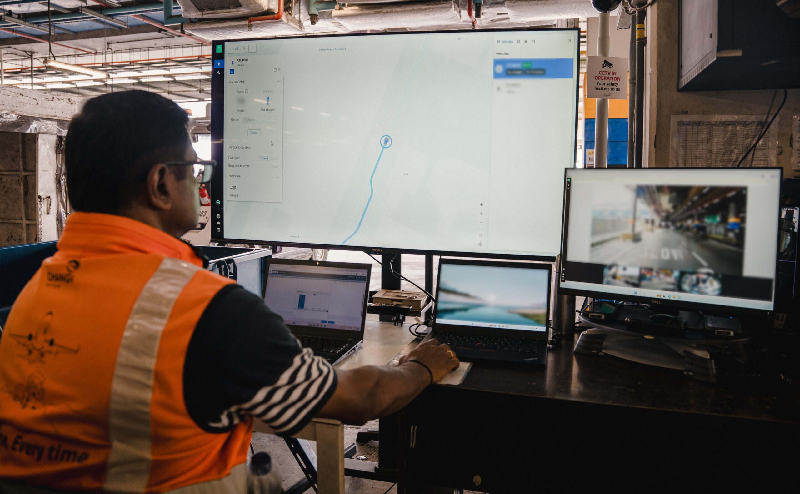 Remote operator monitoring operations in control centre