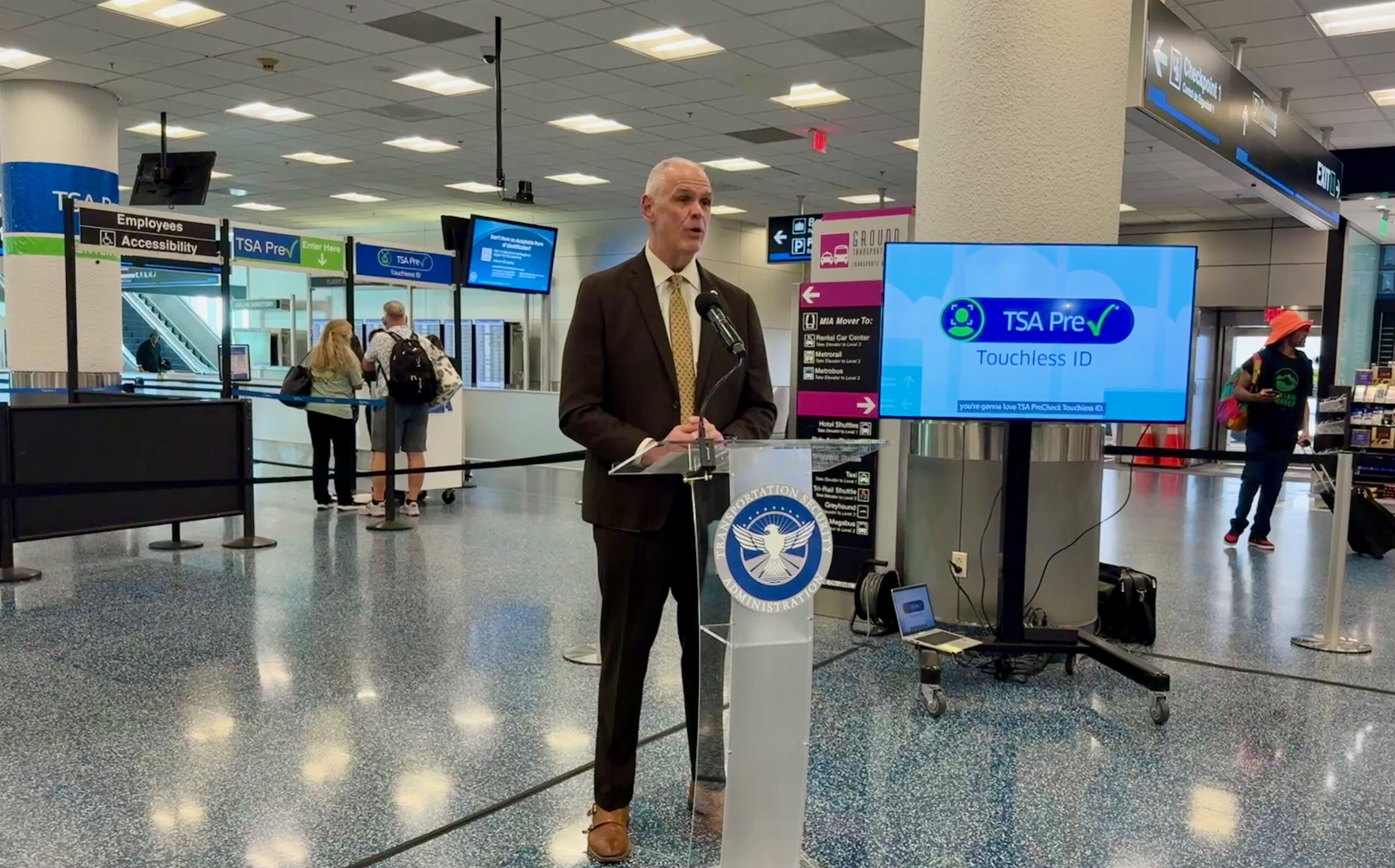 MIA Director and CEO Ralph Cutié joined the TSA and American Airlines to announce the launch of PreCheck Touchless ID at MIA