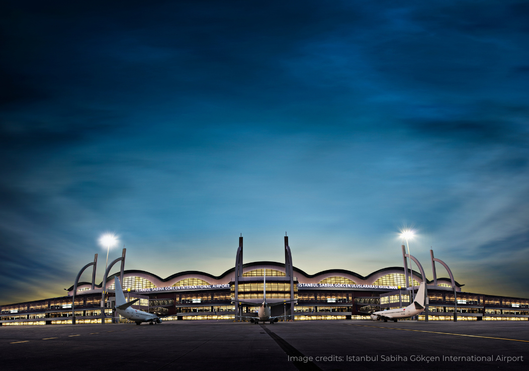 Istanbul Sabiha Gökçen International Airport at night