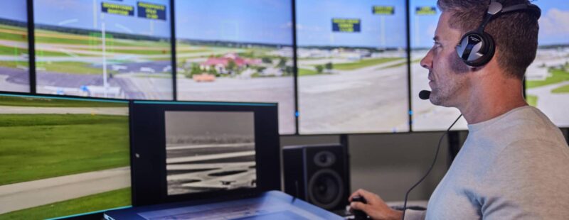 Operator looking at screens