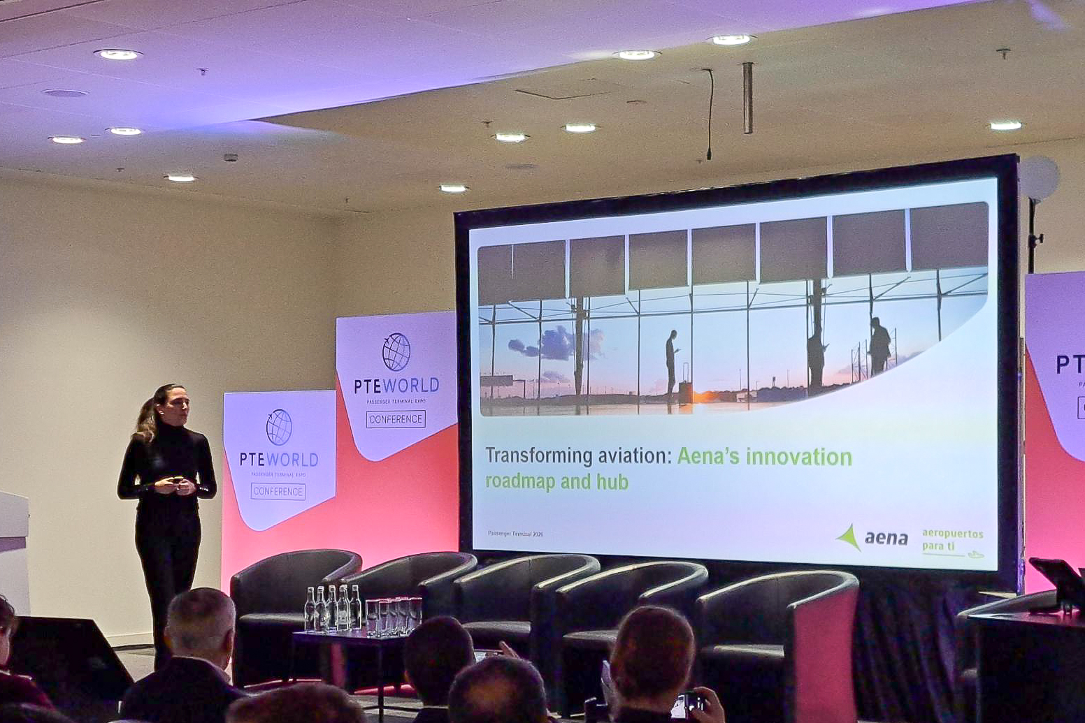 Vanesa Calvo, Head of Financing and Innovation Trends at Aena, outlined the four fundamental pillars of the company’s long-term strategy