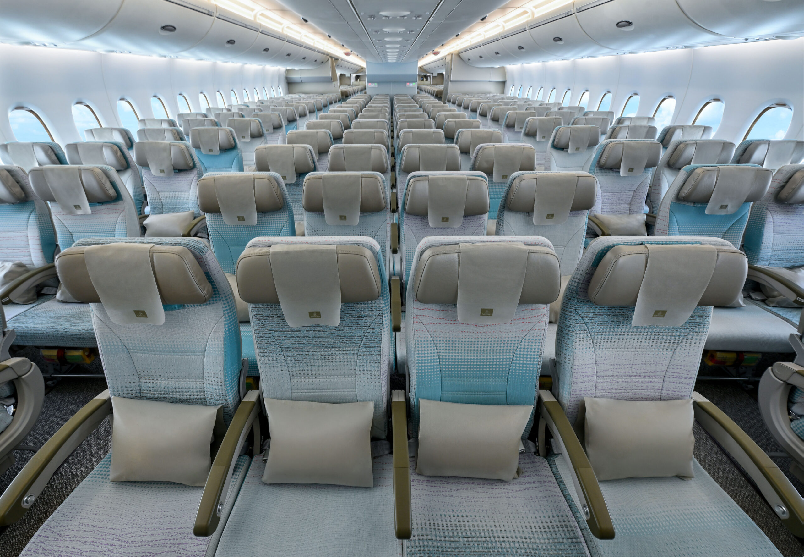 Economy Class in the newly retrofitted A380 aircraft- converted from two class to three class