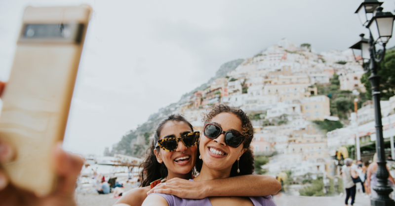 Two women taking a 'selfie' on the mobile phone