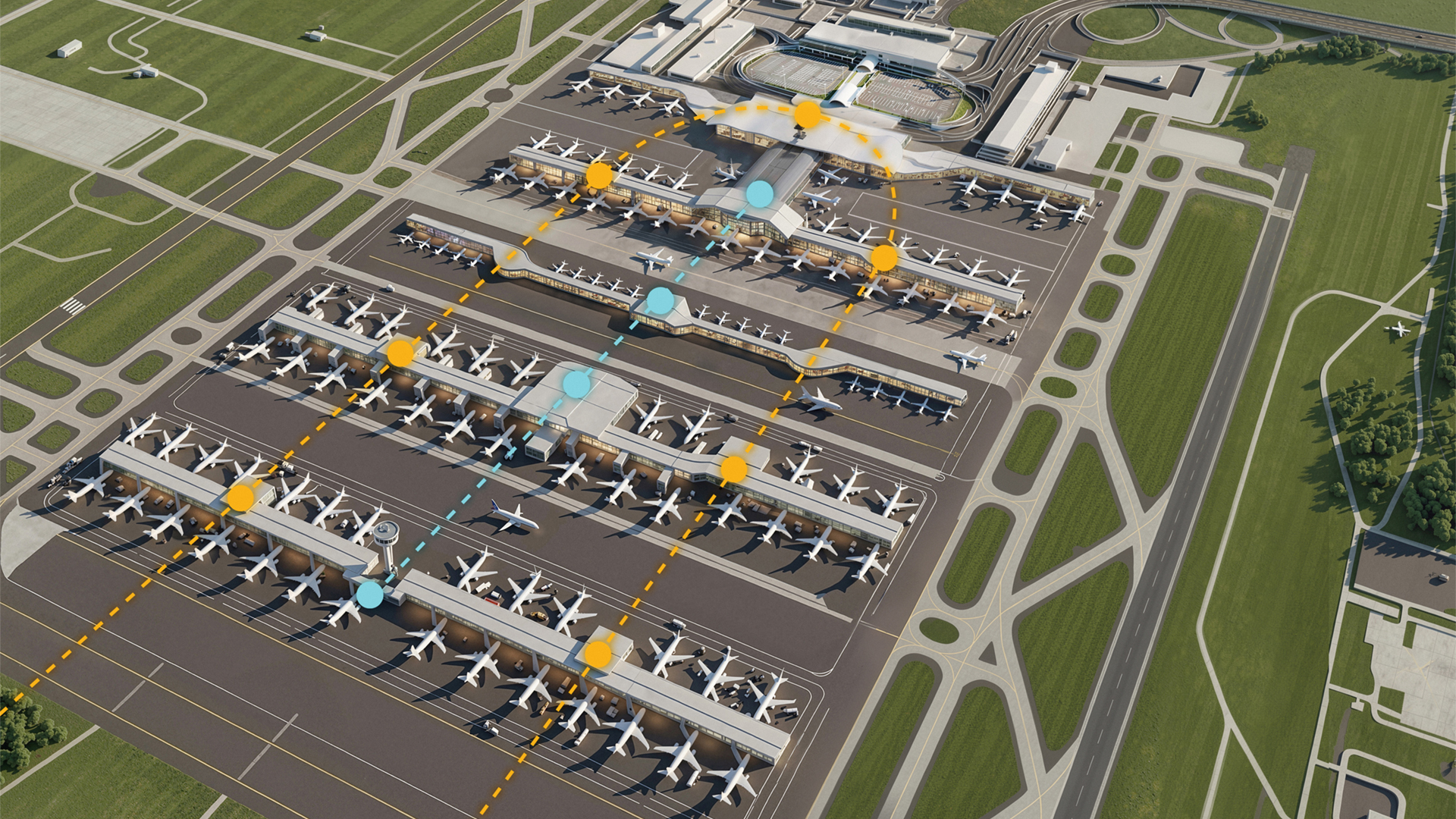 Washington Dulles Transformation - Conceptual Rendering -Southeast Birdseye