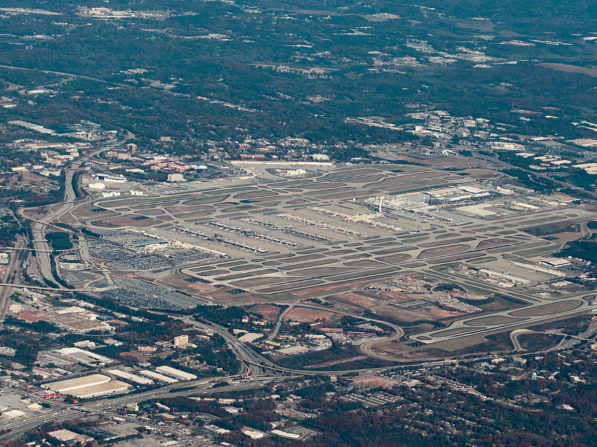 An aerial photograph of Hartsfield-Jackson Atlanta International Airport