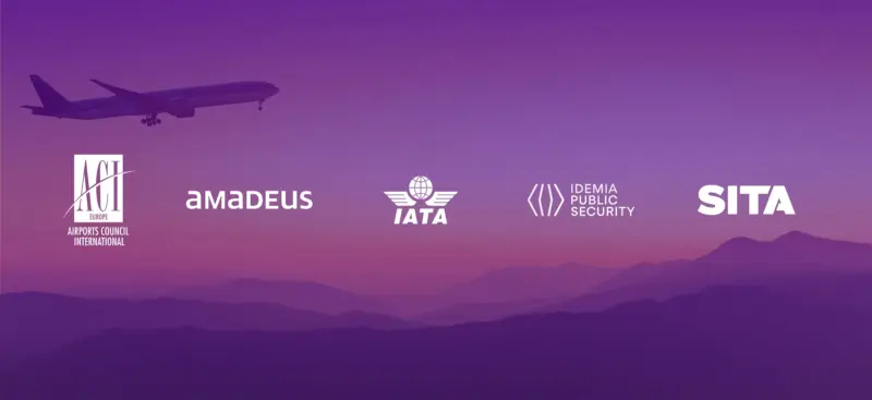 The five founding members of the new Responsible Biometrics Travel Industry Coalition: ACI EUROPE, Amadeus, IATA, IDEMIA Public Security and SITA.